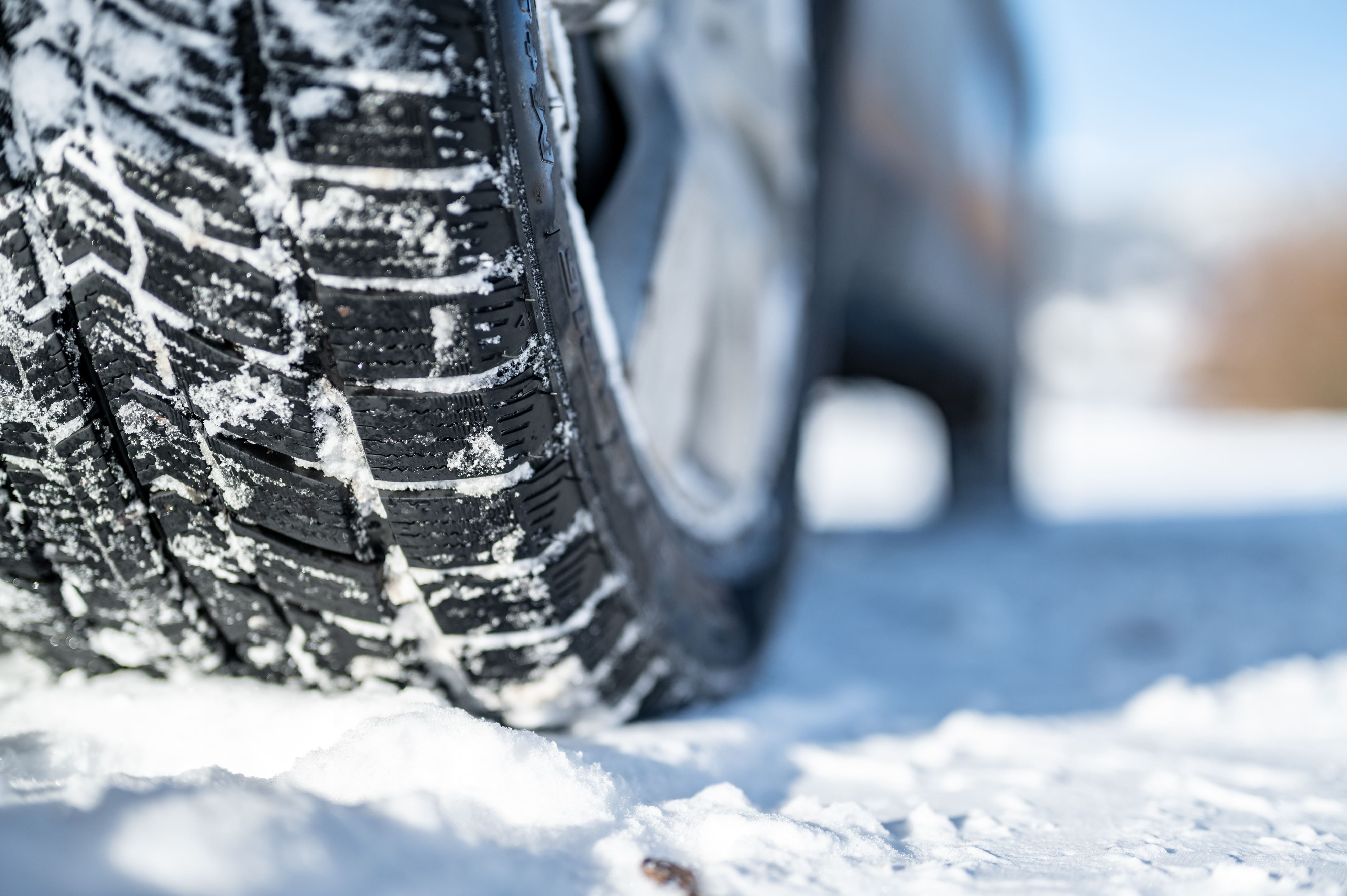 tire on icy road